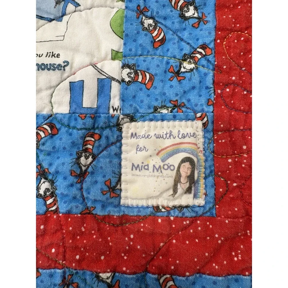 Handmade Dr. Suess Themed Quilt Colorful 55”L x 44”W